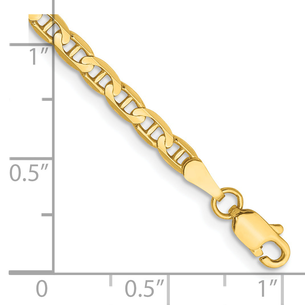 14K 10 inch 3mm Concave Anchor with Lobster Clasp Chain CCA080
