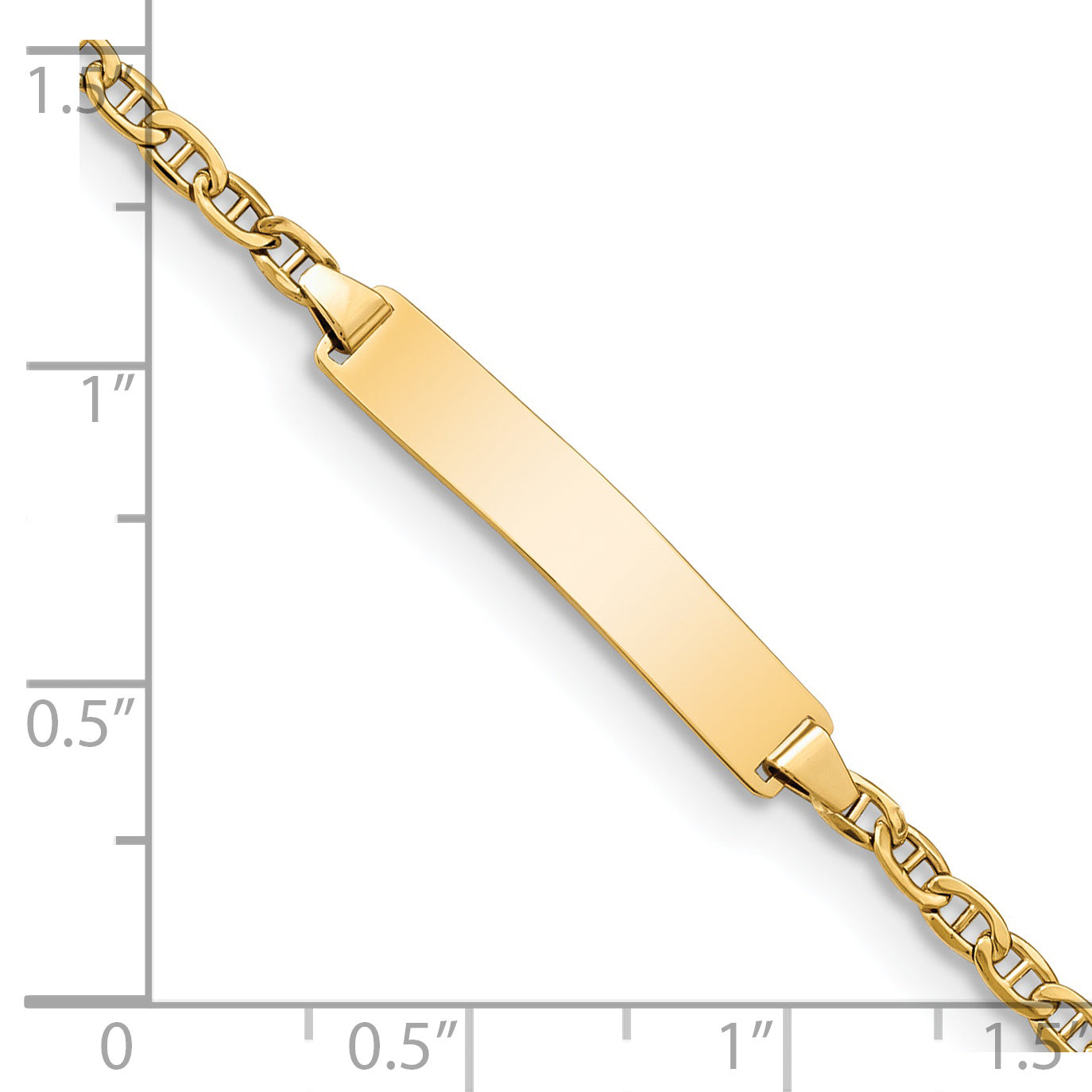 14k Polished Semi-Solid Chain/Solid Plate Anchor Link 20.5x4.5mm Plate 5.5 inch Baby/Child ID Bracelet DCID137