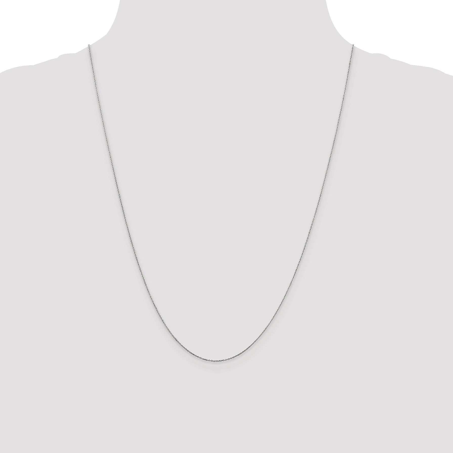 14K White Gold 14 inch .6mm Diamond-cut Round Open Link Cable with Spring Ring Clasp Chain PEN145