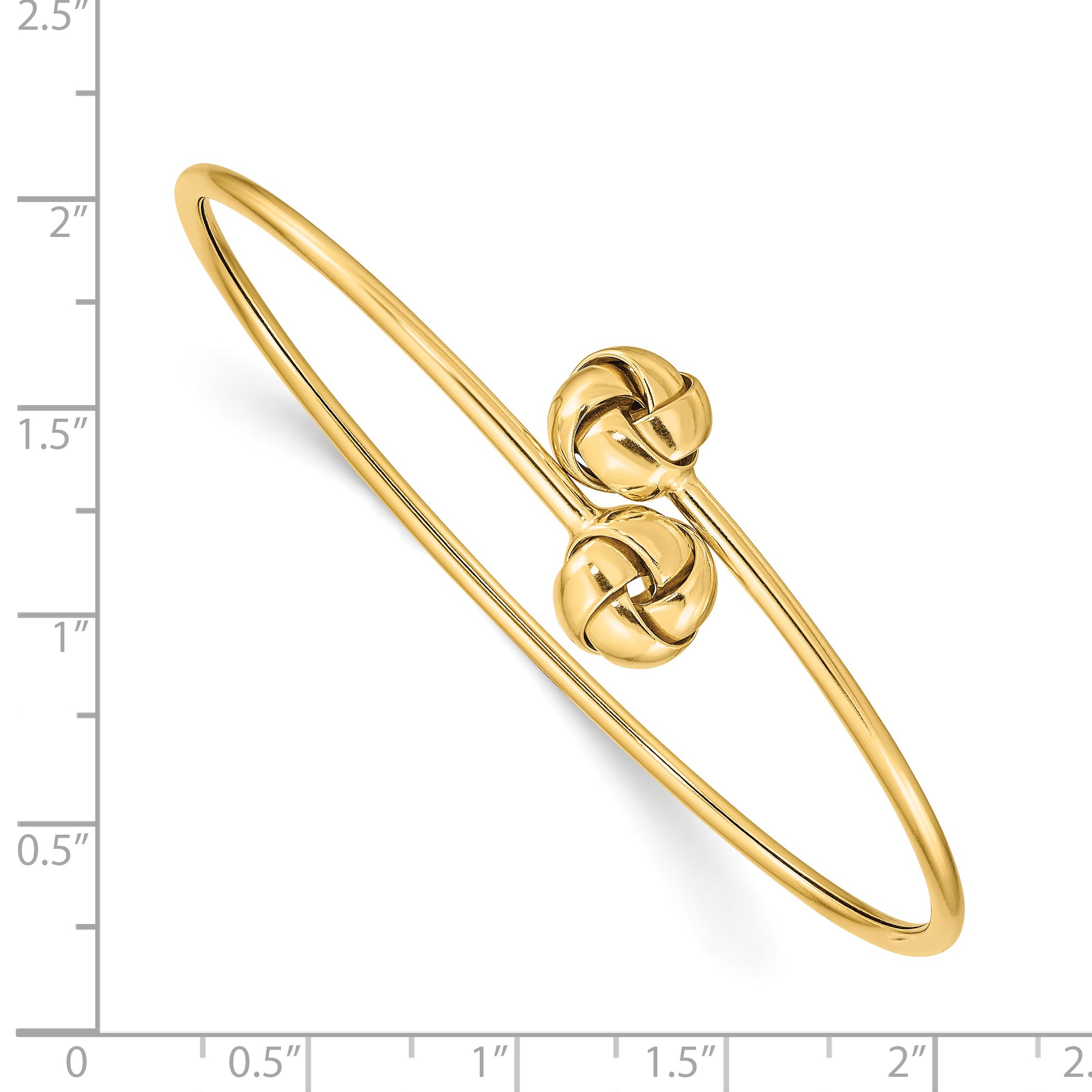 14K Polished 9.5mm Love Knot 2.00mm Flexible Oval Bangle Bracelet DB674