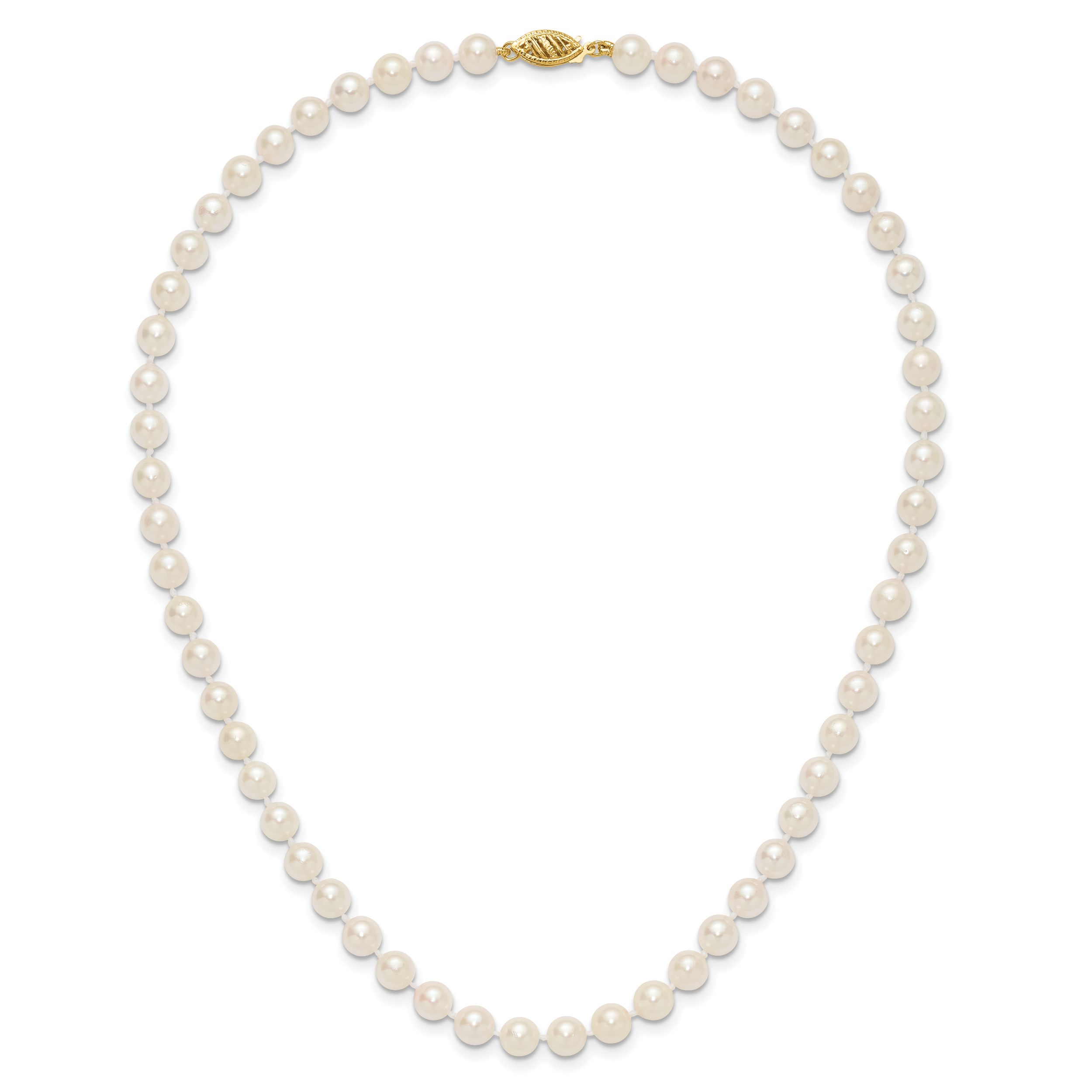 14k 6-7mm White Round Akoya Saltwater Cultured Pearl 16 inch Necklace PL60AA