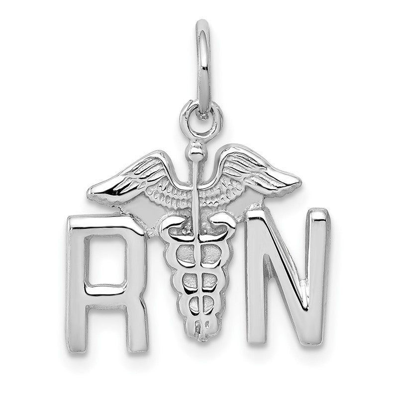 14k White Gold RN Registered Nurse Charm K913