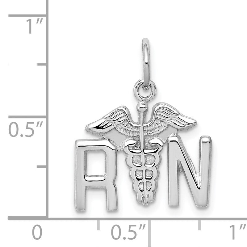 14k White Gold RN Registered Nurse Charm K913