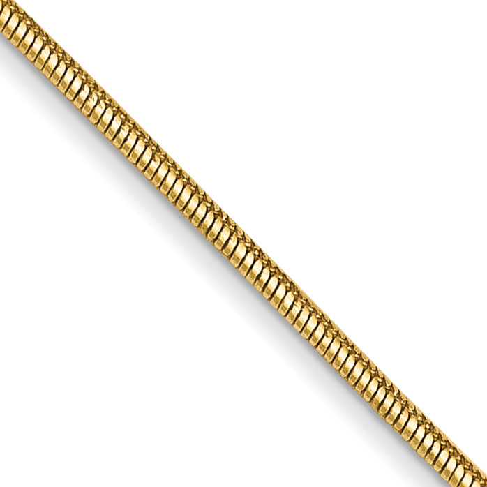14K 10 inch .8mm Round Snake with Lobster Clasp Anklet SNA060