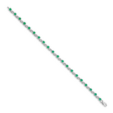 14k White Gold Complete Round Emerald Fancy Link 7 inch Bracelet BM4480