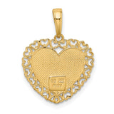 14k Two-Tone GRANDMA Heart with Flower Charm M1805
