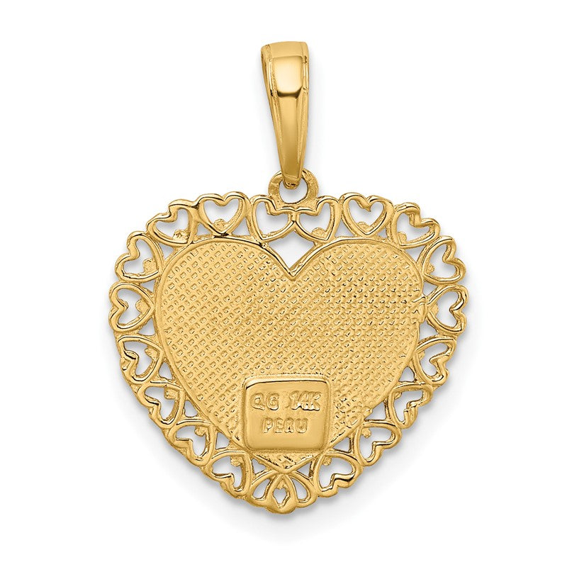 14k Two-Tone GRANDMA Heart with Flower Charm M1805