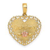 14k Two-Tone GRANDMA Heart with Flower Charm M1805