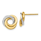 14k Two-tone 11mm Polished Intertwined Circles Love Knot Post Earrings TL945