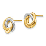 14k Two-tone 11mm Polished Intertwined Circles Love Knot Post Earrings TL945