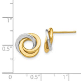 14k Two-tone 11mm Polished Intertwined Circles Love Knot Post Earrings TL945