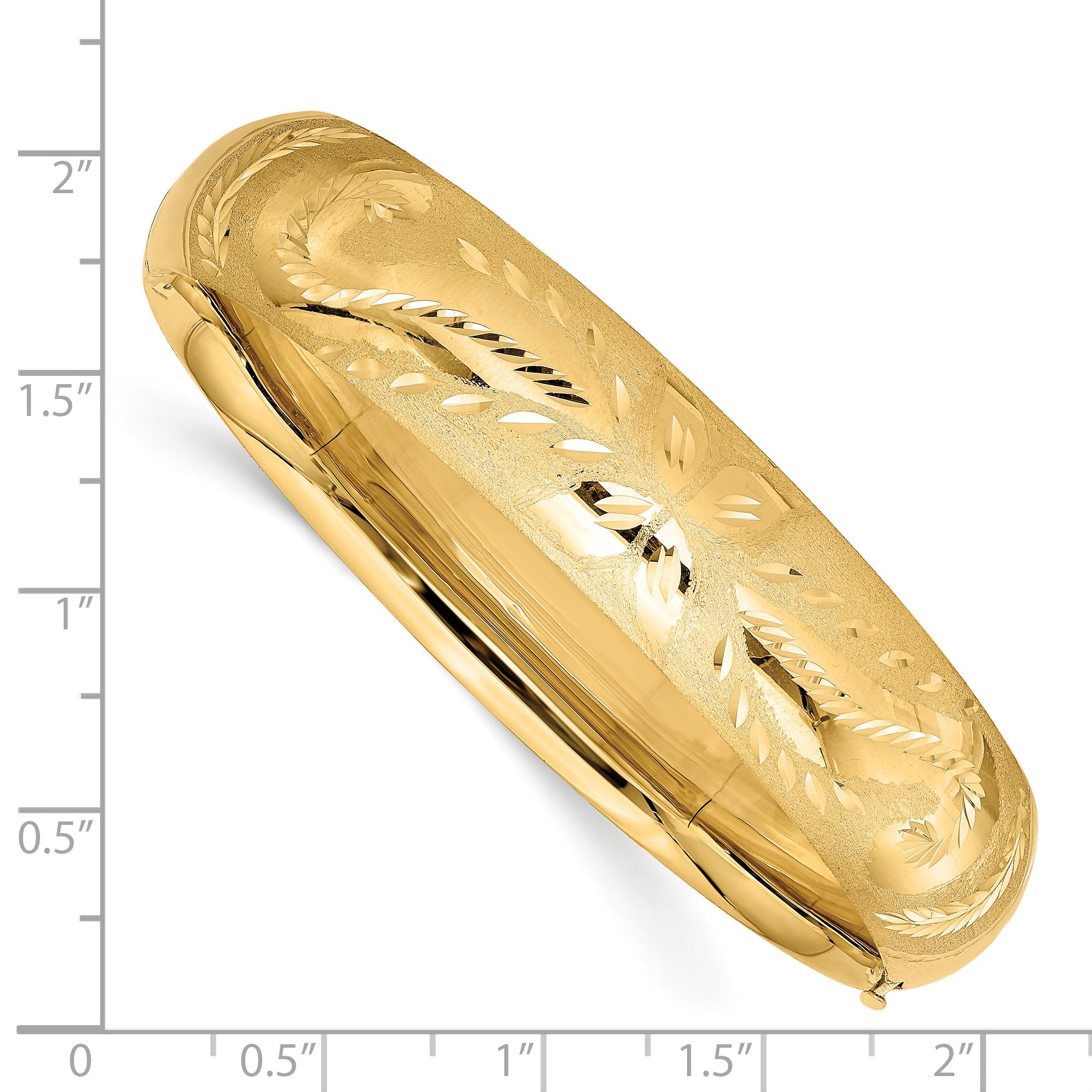 14k 9/16 Florentine Engraved 14.50mm Hinged Round Bangle Bracelet FE9/16