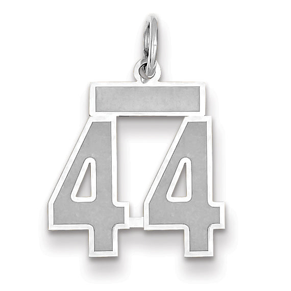 14kw Small Satin Number 44 Charm WSS44