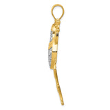 14K and White Rhodium Large Diamond-cut Frog Pendant K3296
