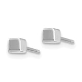 14K White Gold Polished 3mm Cube Post Earrings YE1878