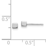 14K White Gold Polished 3mm Cube Post Earrings YE1878