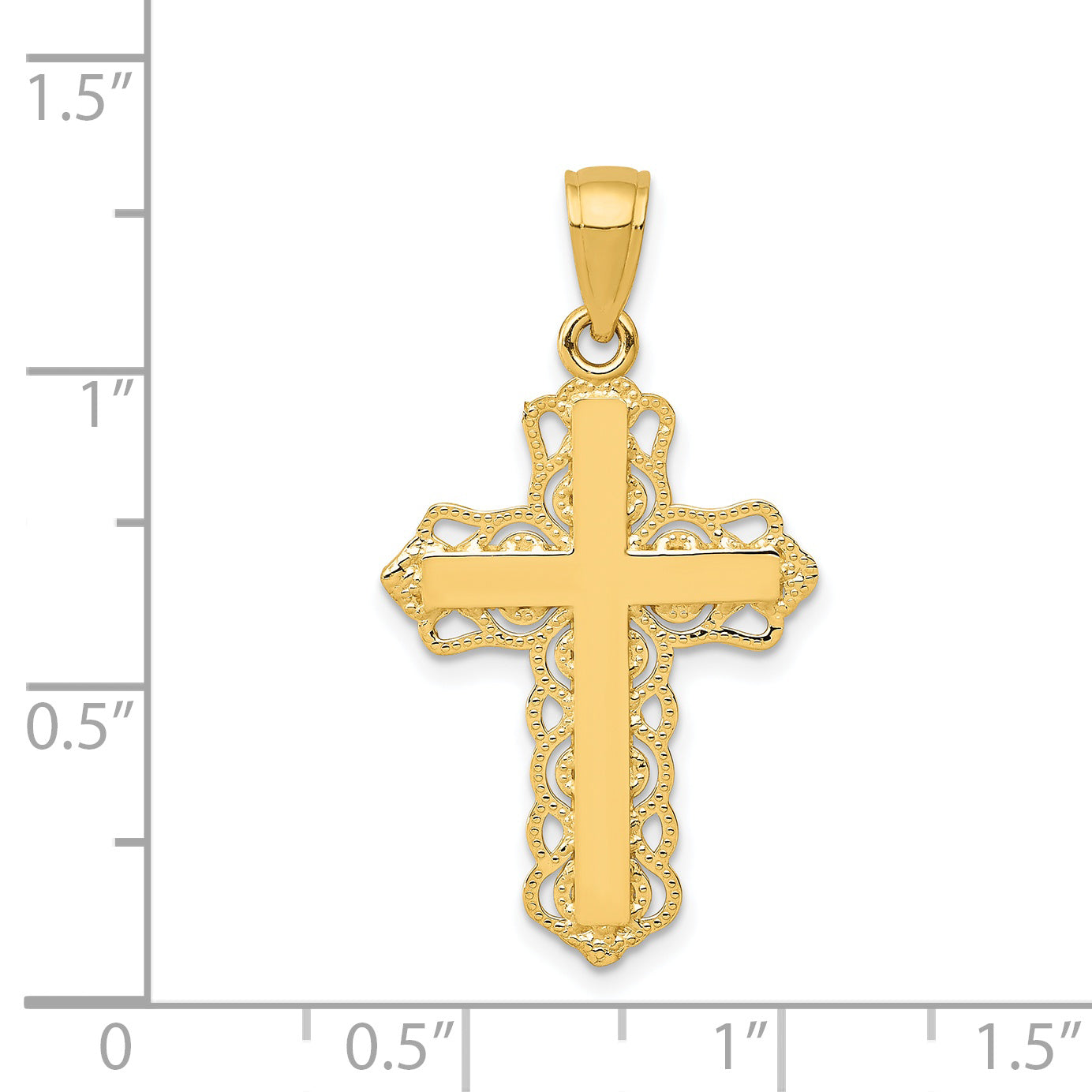 14K Lacey Trim Cross Pendant C4184