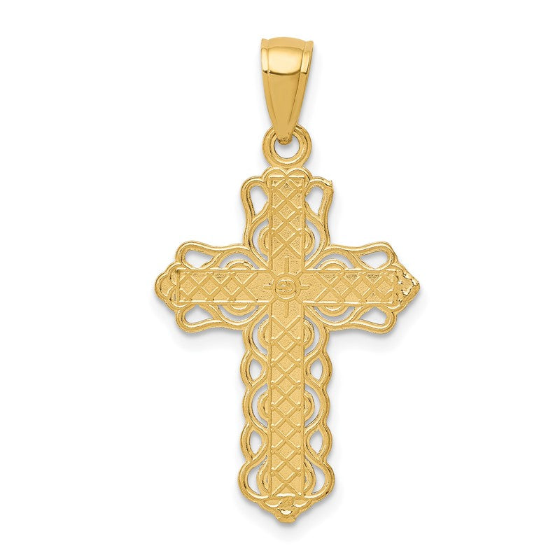 14K Lacey Trim Cross Pendant C4184