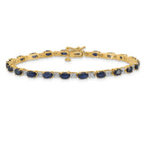 14k White Gold Complete Diamond and Oval Emerald 7 inch Bracelet BM4481