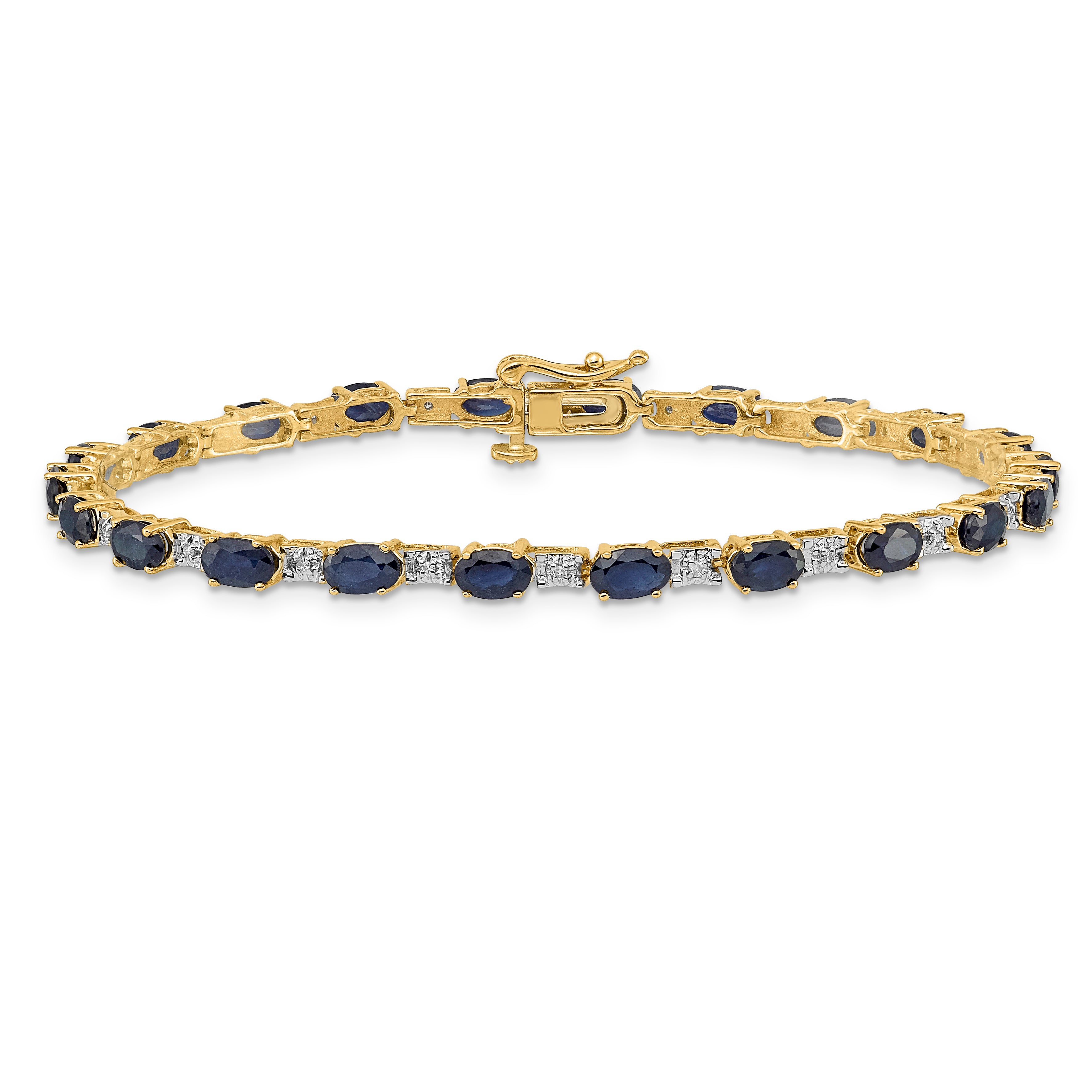 14k White Gold Complete Diamond and Oval Emerald 7 inch Bracelet BM4481