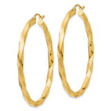 14k Polished 3mm Twisted Hoop Earrings TC363