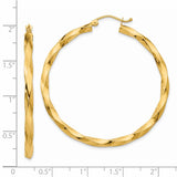14k Polished 3mm Twisted Hoop Earrings TC363