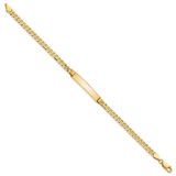 14k Polished Solid Chain/Solid Plate Curb Link 24.5x5mm Plate 7 inch ID Bracelet LID61