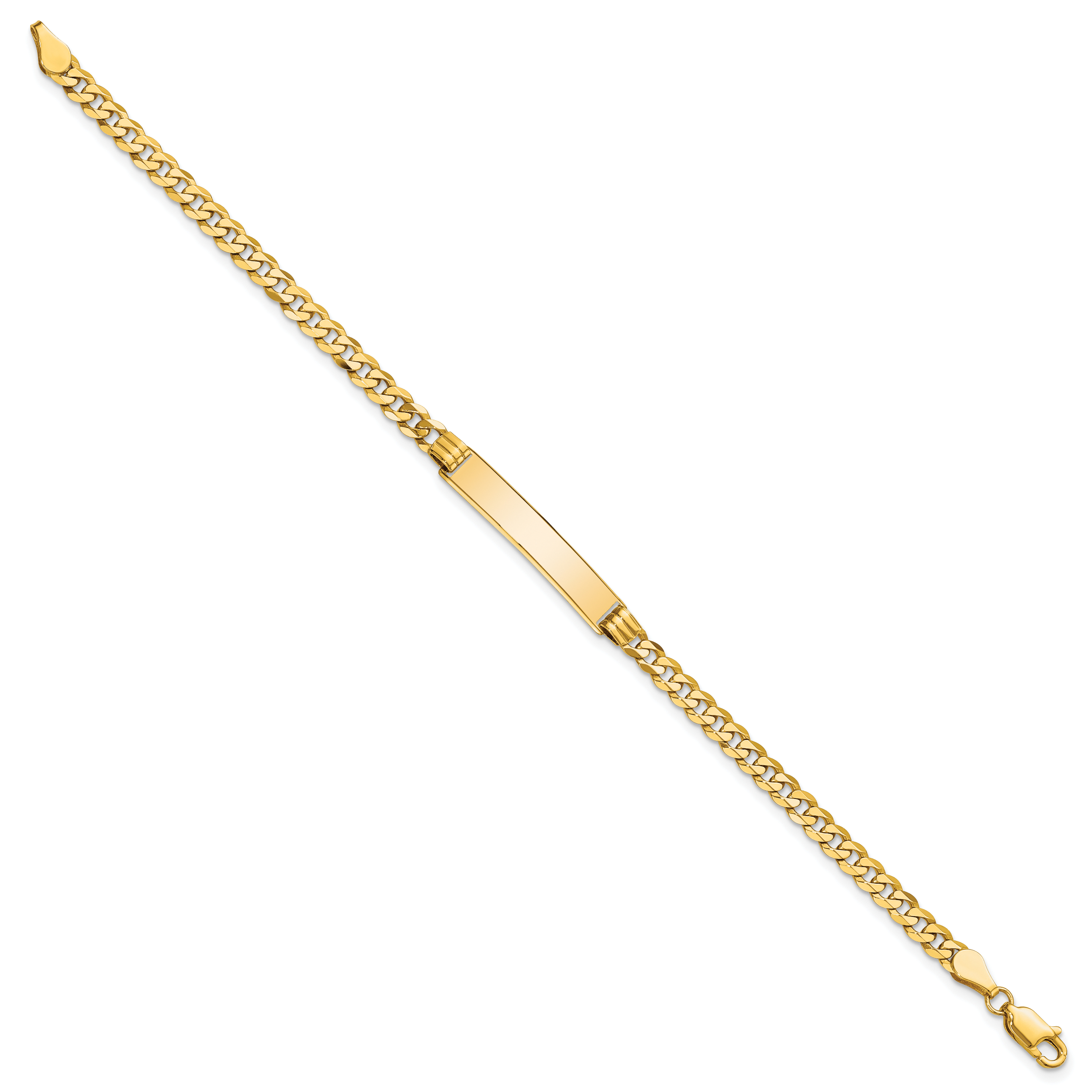 14k Polished Solid Chain/Solid Plate Curb Link 24.5x5mm Plate 7 inch ID Bracelet LID61