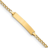 14k Polished Semi-Solid Chain/Solid Plate Cuban Link 20x4.5mm Plate 5.5 inch Baby/Child ID Bracelet DCID132