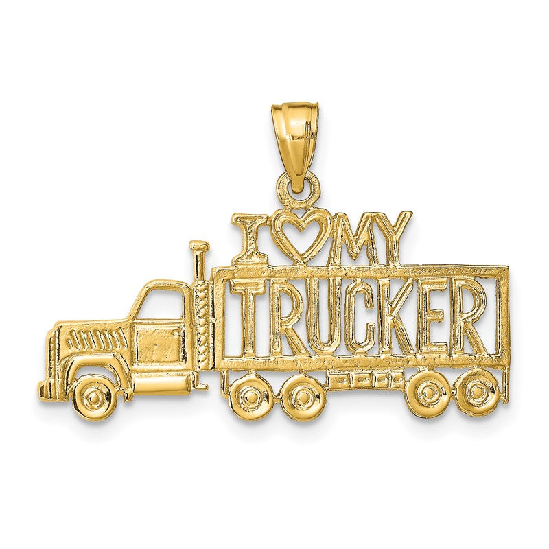 14k I HEART MY TRUCKER Truck Pendant K2819