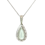 14K White Gold Mother of Pearl & Diamond Pendant Necklace