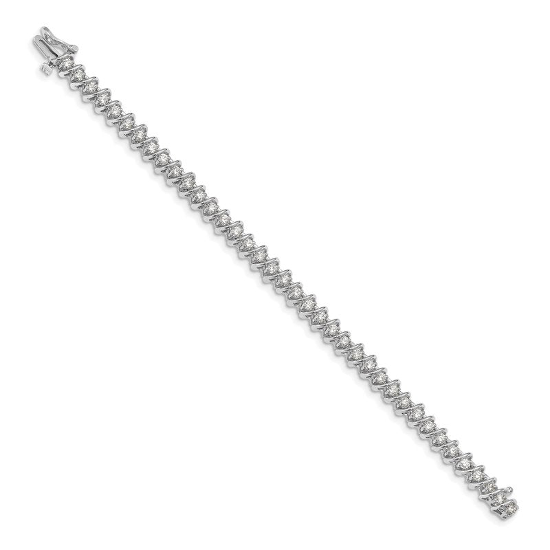 14k White Gold Complete 2.25 carat Round A Diamond Fancy Spiral 7 inch Tennis Bracelet X2003WA