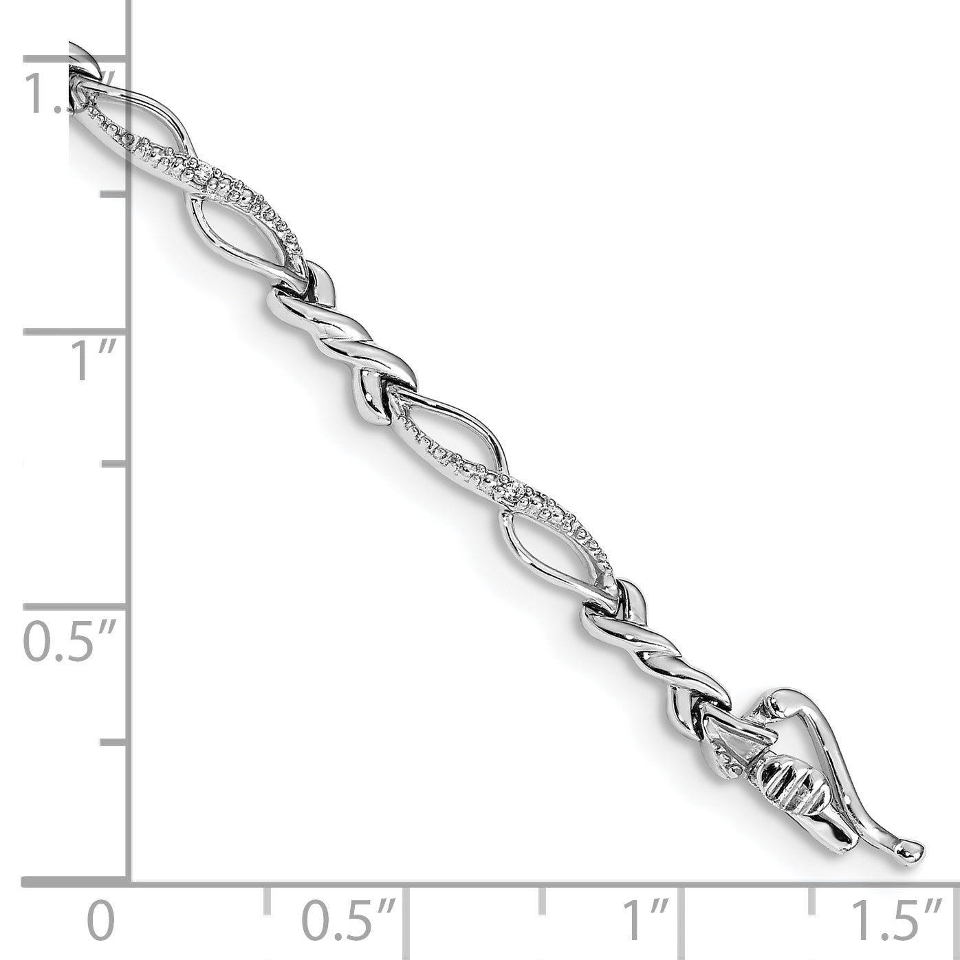 14k White Gold Complete 1/20 carat Diamond Twist Link 7.25 inch Bracelet BM4610