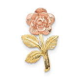 14k Two-tone Mini Pink Rose Flower Chain Slide K1806