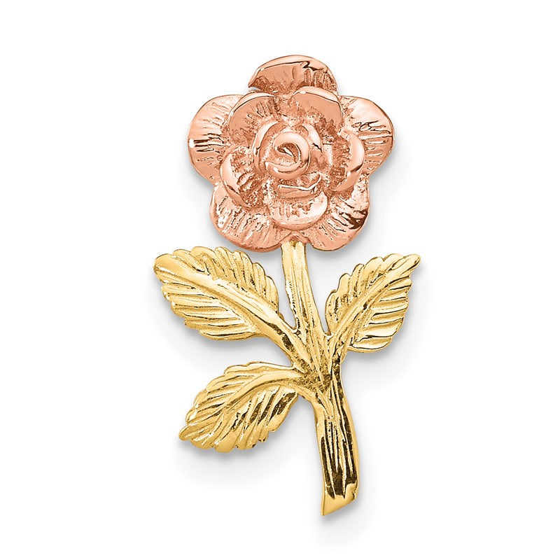 14k Two-tone Mini Pink Rose Flower Chain Slide K1806