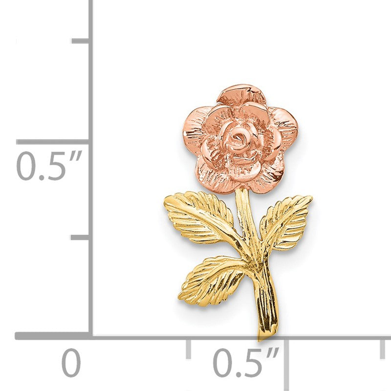 14k Two-tone Mini Pink Rose Flower Chain Slide K1806