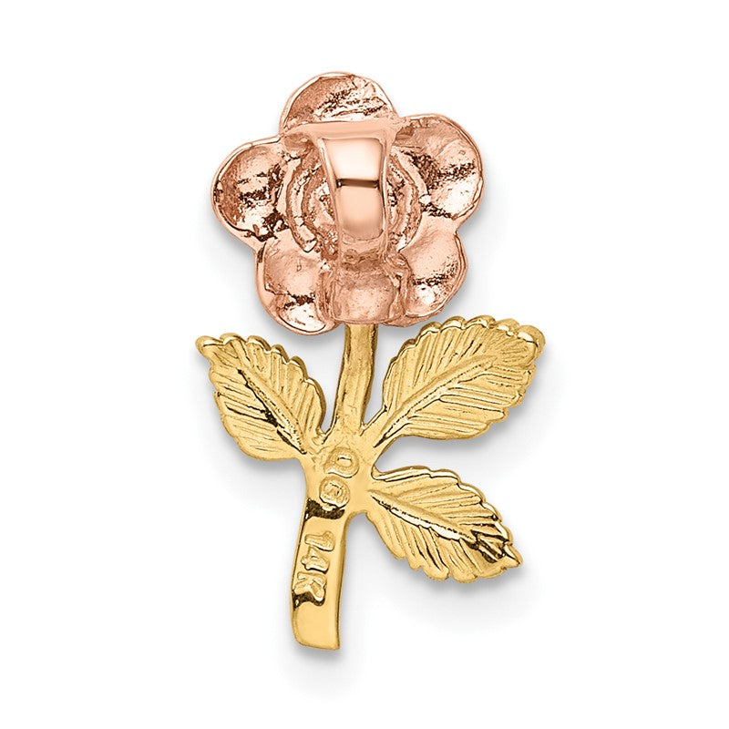 14k Two-tone Mini Pink Rose Flower Chain Slide K1806