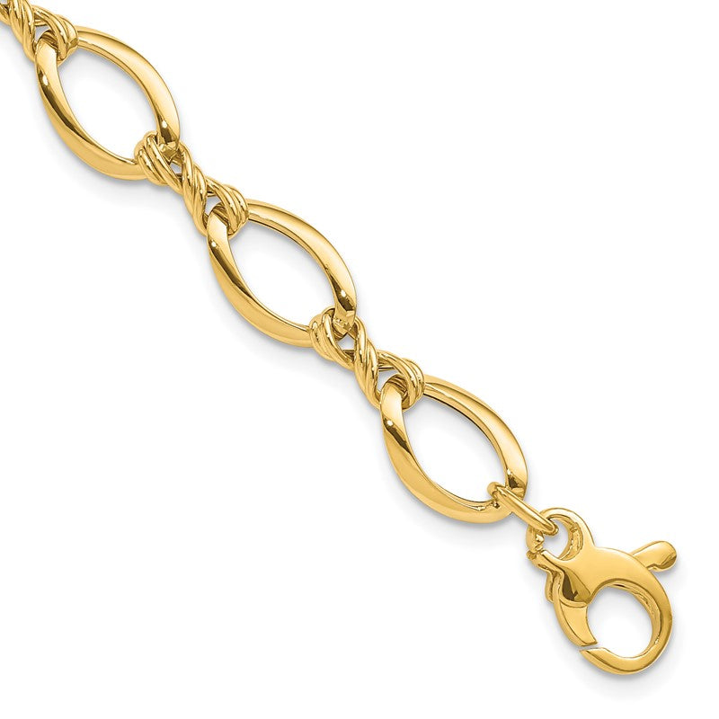 14k Fancy Oval and Twisted Link 18 inch Necklace SF2430