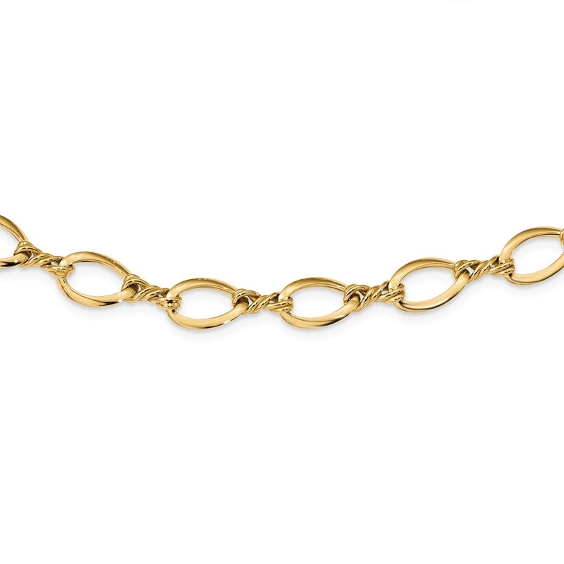 14k Fancy Oval and Twisted Link 18 inch Necklace SF2430