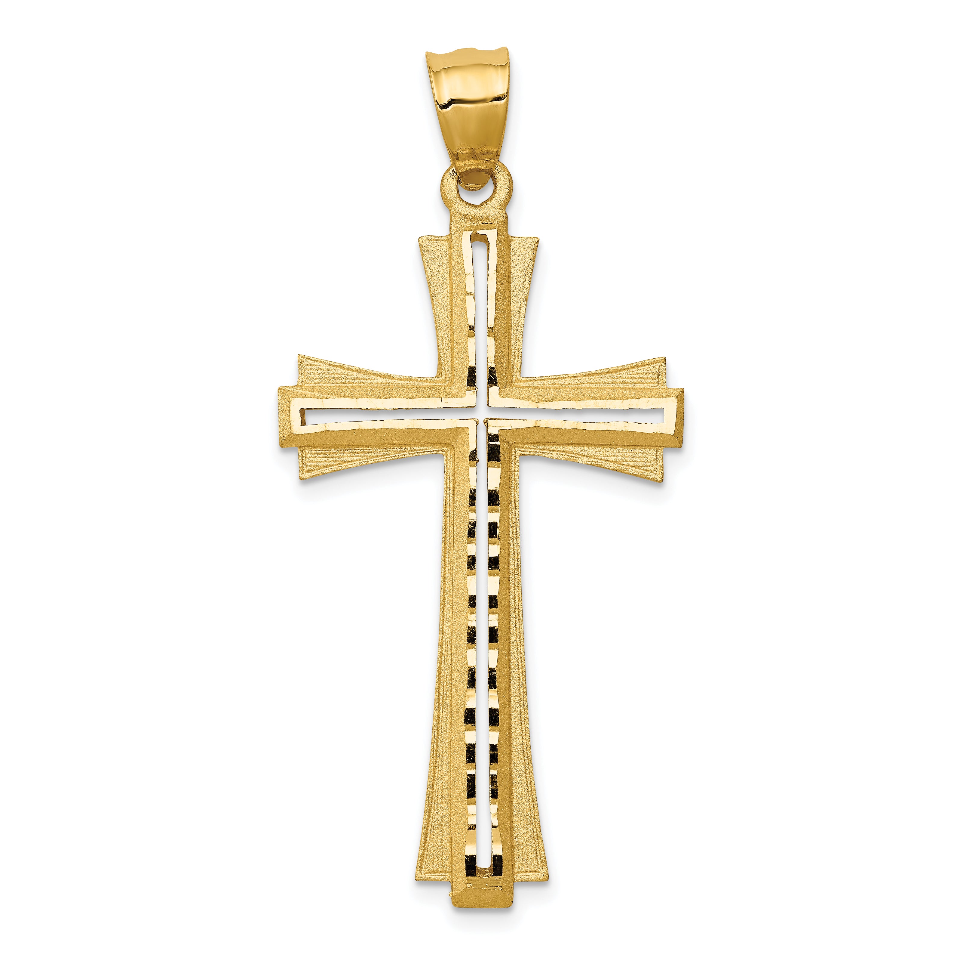 14K Diamond Cut and Satin Cross Pendant C172