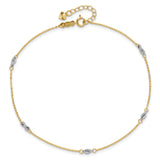 14K Two-tone Fancy Twist 5-Station 9 inch Plus 1 inch Extender - Total 10 inch Anklet ANK271