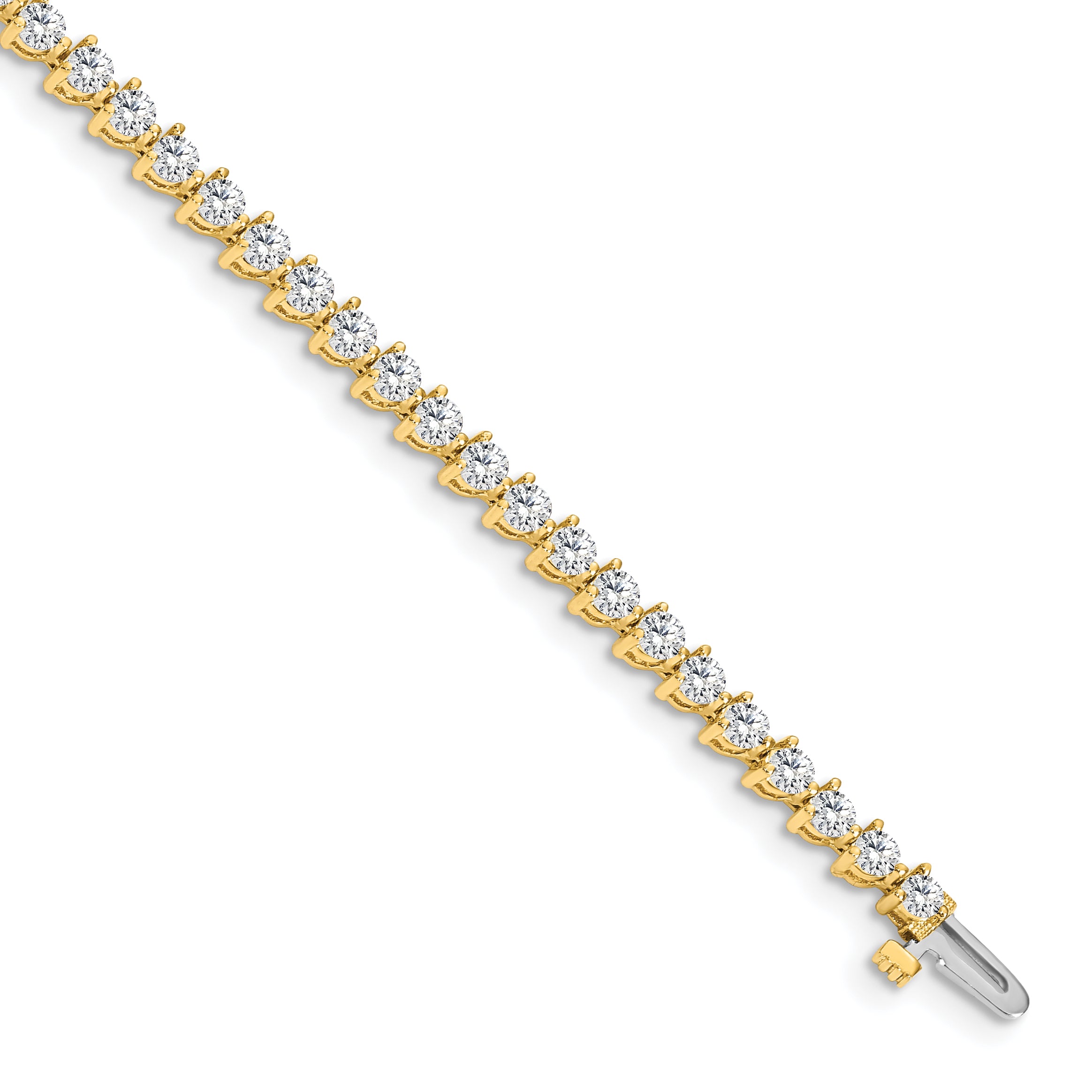 14k Complete 4.3 carat Round AAA Diamond 3-prong 7 inch Tennis Bracelet X2839AAA