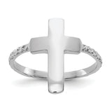 14k White Gold Polished and Textured Cross Ring K5741