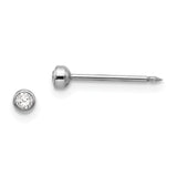 Inverness 14k White 3mm Crystal Bezel Piercing Earrings 334E