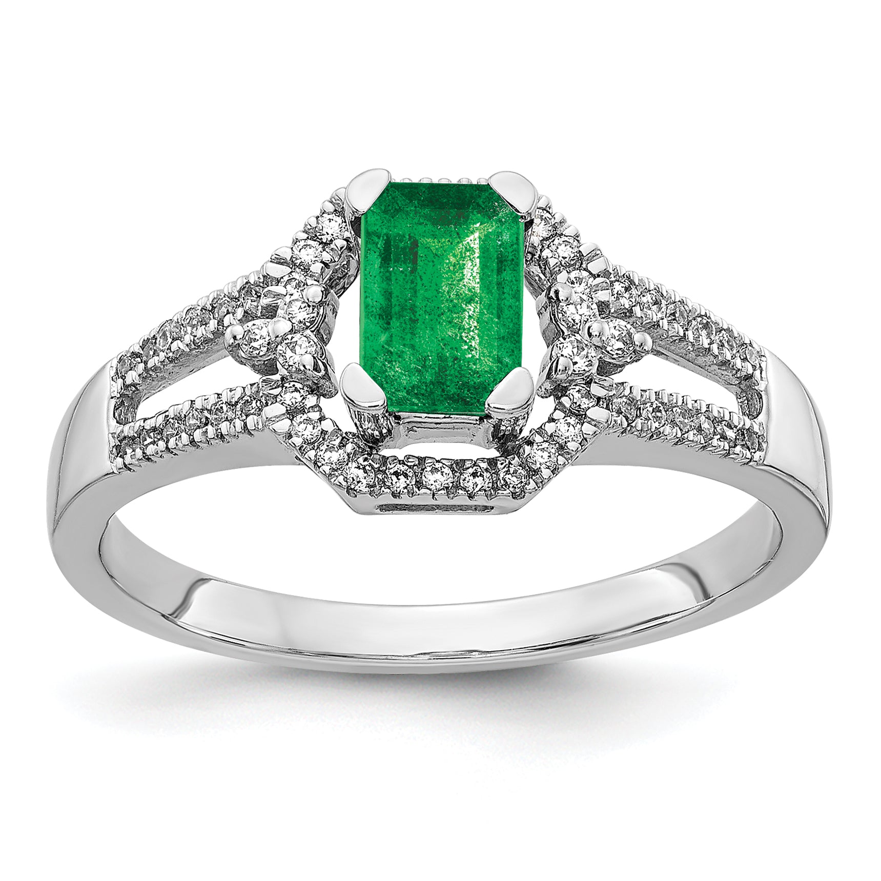 14k White Gold Diamond and Emerald Ring RM5747