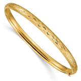 14k 3/16 Diamond-cut Fancy 4.75mm Hinged Oval Bangle Bracelet DB94