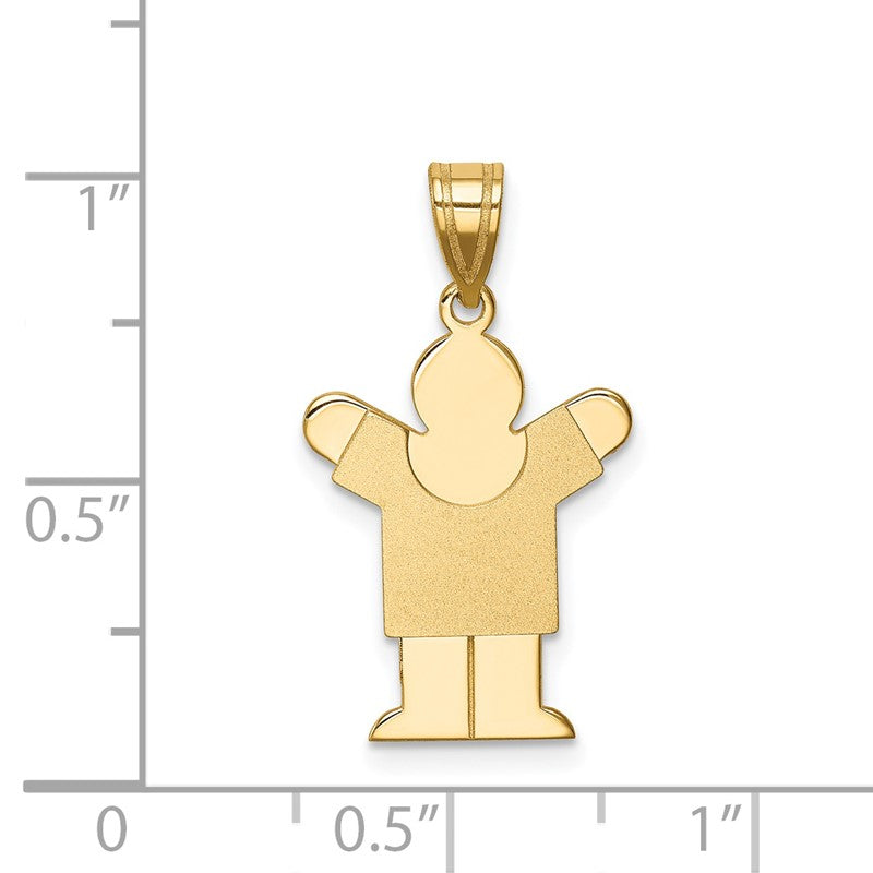 14k The Kids Solid Satin Small Boy Engravable Love Charm XK201