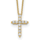 14k White Gold 1/4 carat Diamond Cross Pendant 18 inch Necklace PM1000
