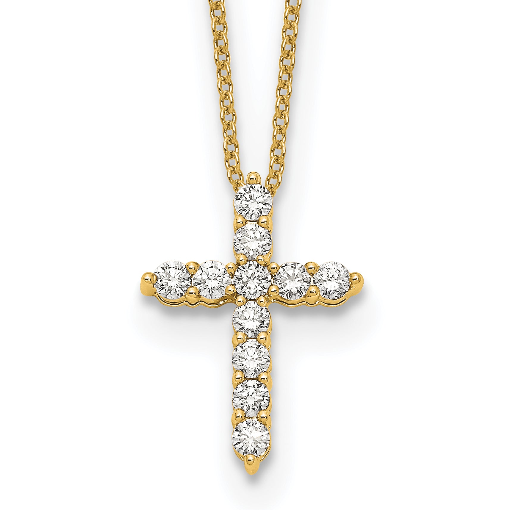 14k White Gold 1/4 carat Diamond Cross Pendant 18 inch Necklace PM1000