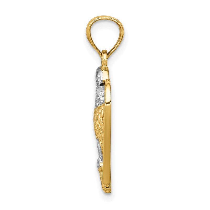 14K and White Rhodium Eagle Pendant C4577